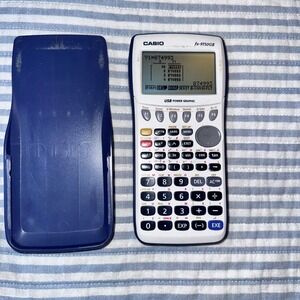 Casio fx-9750GII Graphing Calculator White Blue USB Power Graphic with Cover